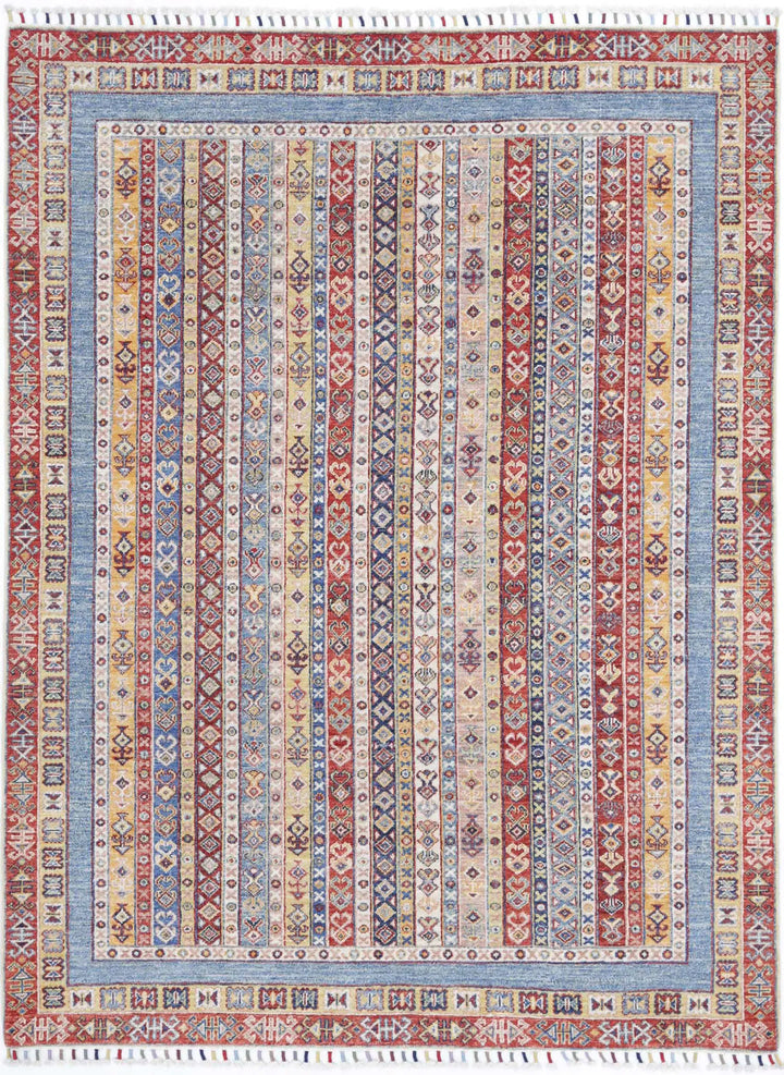 Afghan Shaal Rug 4' 11" x 6' 7" Hand-Knotted