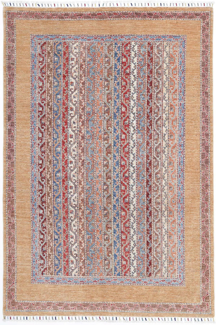 Gold Afghan Shaal Rug 4' 9" x 7' 2" Hand-Knotted | No. AT74589