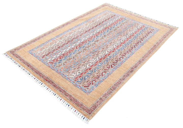 Gold Afghan Shaal Rug 4' 9" x 7' 2" Hand-Knotted | No. AT74589