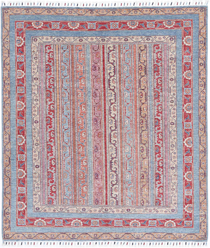 Blue Afghan Oriental Rug 5' 0" x 5' 9" Hand-Knotted | No. AT84254
