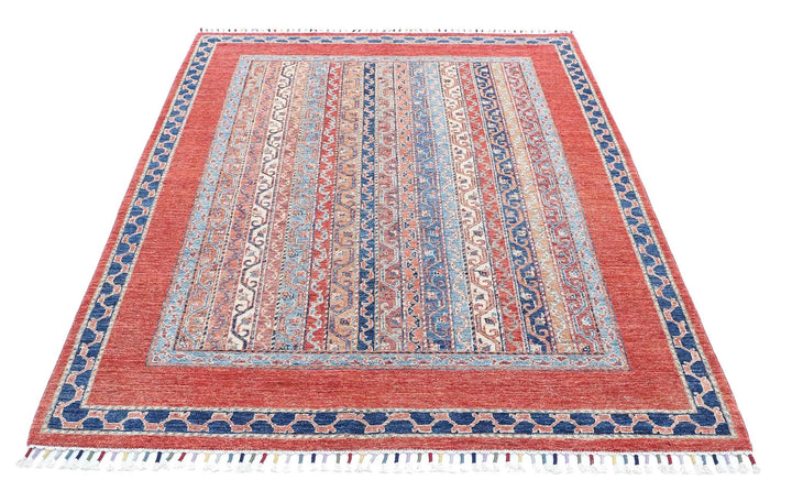 Afghan Shaal Rug 5' 0" x 6' 6" Hand-Knotted | No. AT46398