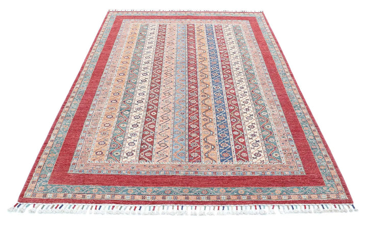 Red Afghan Shaal Rug 5' 4" x 7' 10" Hand-Knotted | No. AT92181