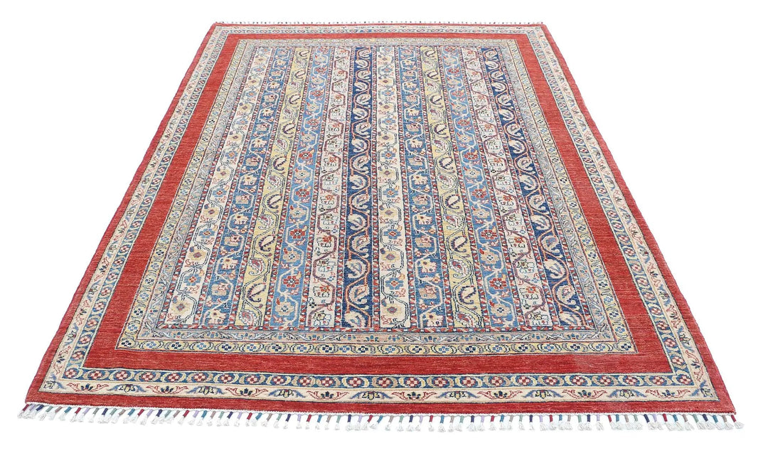 Red Afghan Oriental Rug 5' 4" x 8' 8" Hand-Knotted | No. AT26165