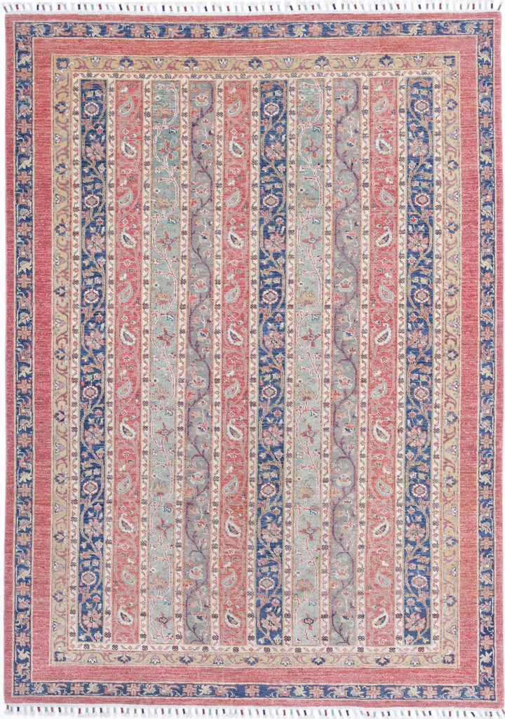 Red Afghan Oriental Rug 5' 5" x 7' 9" Hand-Knotted | No. AT43959