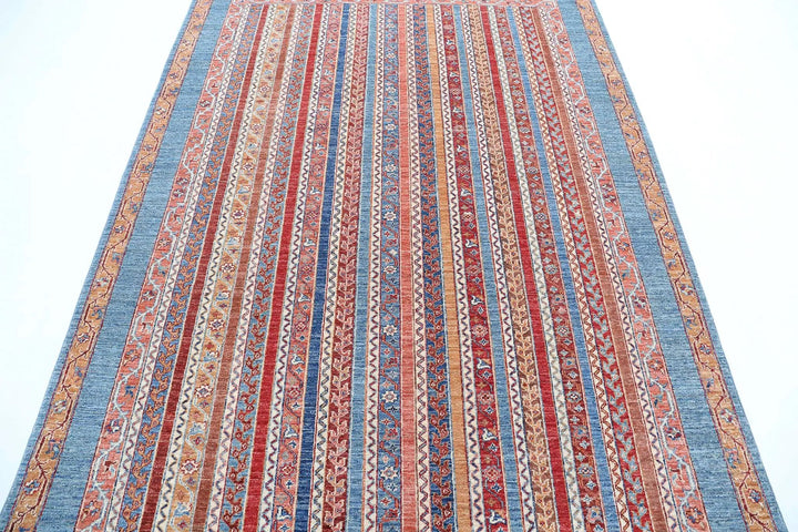 Blue Afghan Shaal Rug 5'6" x 7'10" Hand-Knotted | No. AT11199