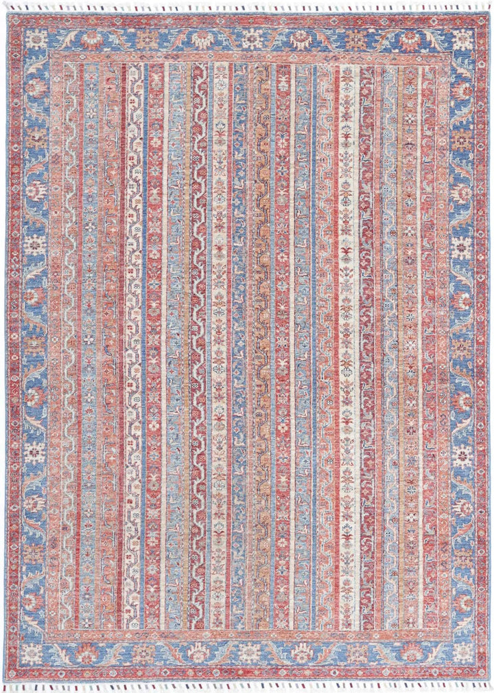 Blue Afghan Shaal Rug 5'6" x 7'9" Hand-Knotted | No. AT55082