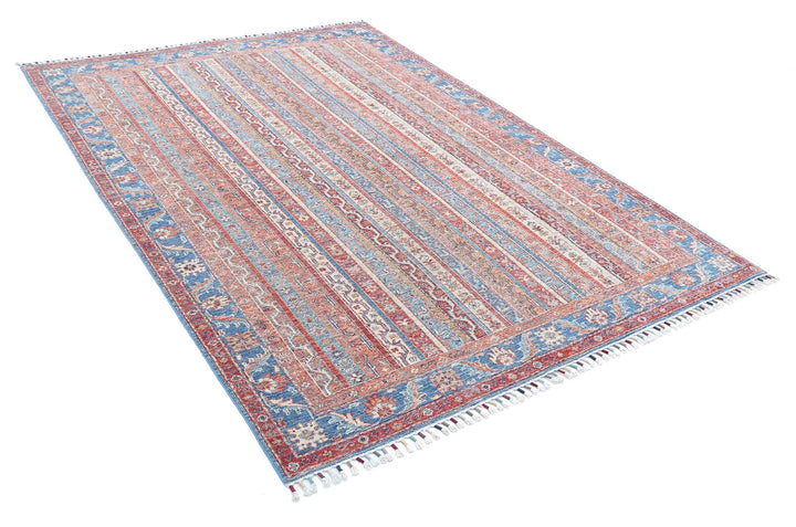 Blue Afghan Shaal Rug 5'6" x 7'9" Hand-Knotted | No. AT55082