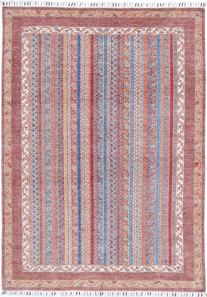 Brown Afghan Oriental Rug 5'6" x 7'9" Hand-Knotted | No. AT91500
