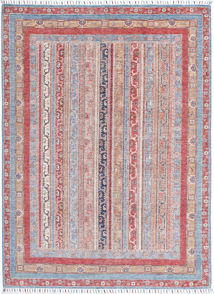 Blue Afghan Shaal Rug 5' 7" x 7' 10" Hand-Knotted | No. AT91164