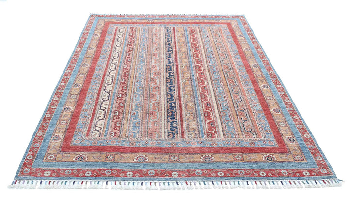 Blue Afghan Shaal Rug 5' 7" x 7' 10" Hand-Knotted | No. AT91164