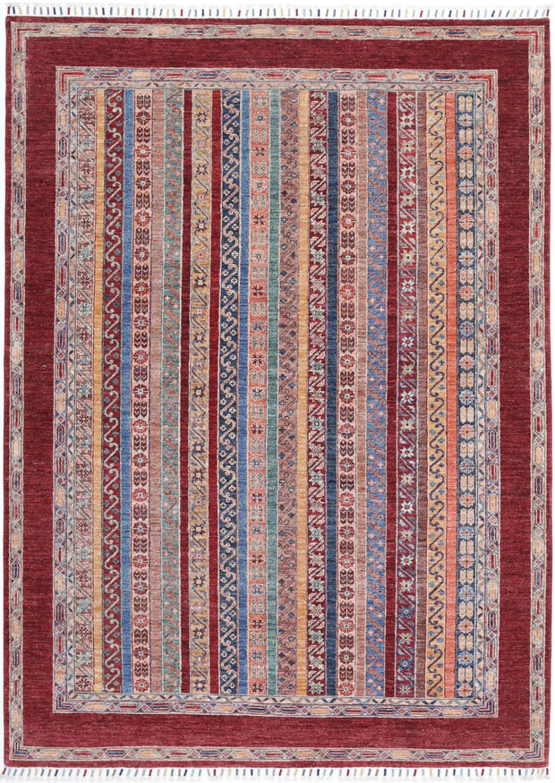Hand Knotted Shaal Wool Rug 5' 7" x 7' 11" - No. AT71074