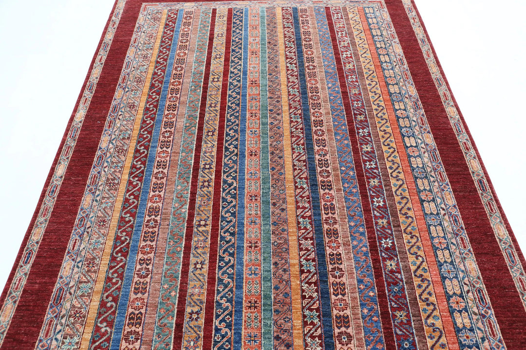 Brown Afghan Oriental Rug 5' 7" x 7' 11" Hand-Knotted | No. AT71074