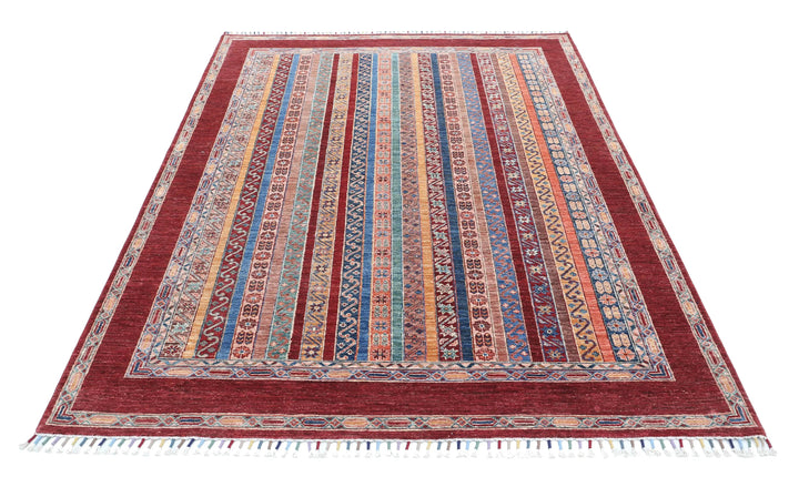 Brown Afghan Oriental Rug 5' 7" x 7' 11" Hand-Knotted | No. AT71074