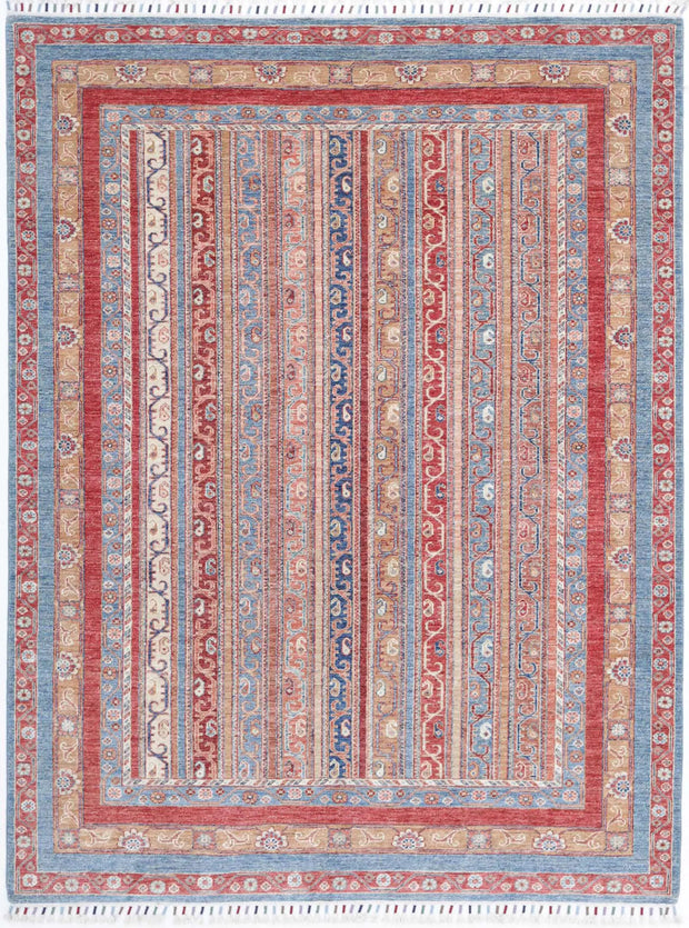 Hand Knotted Shaal Wool Rug 5' 7" x 7' 9" - No. AT46657