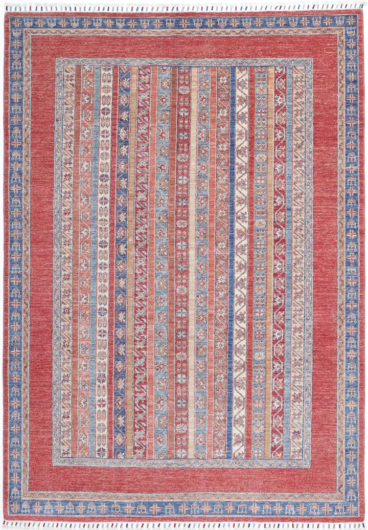 Afghan Shaal Rug 5' 7" x 8' 1" Hand-Knotted | No. AT28774