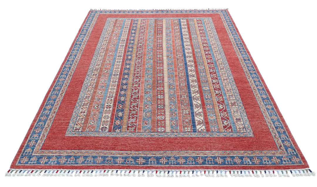 Afghan Shaal Rug 5' 7" x 8' 1" Hand-Knotted | No. AT28774