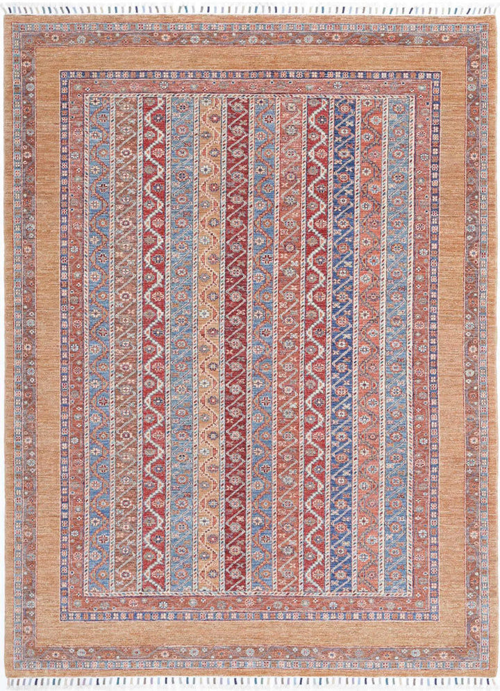 Gold Afghan Oriental Rug 5' 8" x 7' 11" Hand-Knotted | No. AT62290