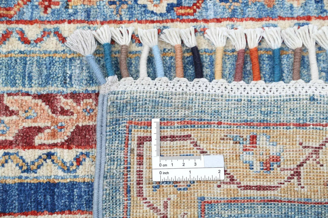 Blue Afghan Oriental Rug 5' 8" x 7' 6" Hand-Knotted | No. AT64508