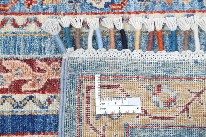 Blue Afghan Oriental Rug 5' 8" x 7' 6" Hand-Knotted | No. AT64508