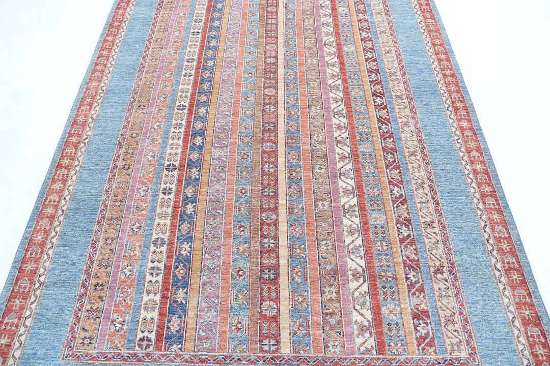 Blue Afghan Oriental Rug 5' 9" x 7' 8" Hand-Knotted | No. AT49905