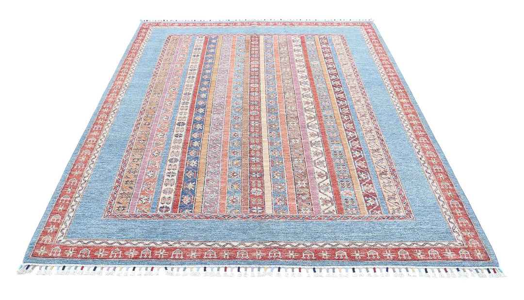 Blue Afghan Oriental Rug 5' 9" x 7' 8" Hand-Knotted | No. AT49905