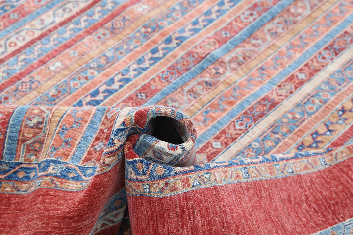 Red Afghan Oriental Rug 5' 9" x 7' 9" Hand-Knotted | No. AT19147
