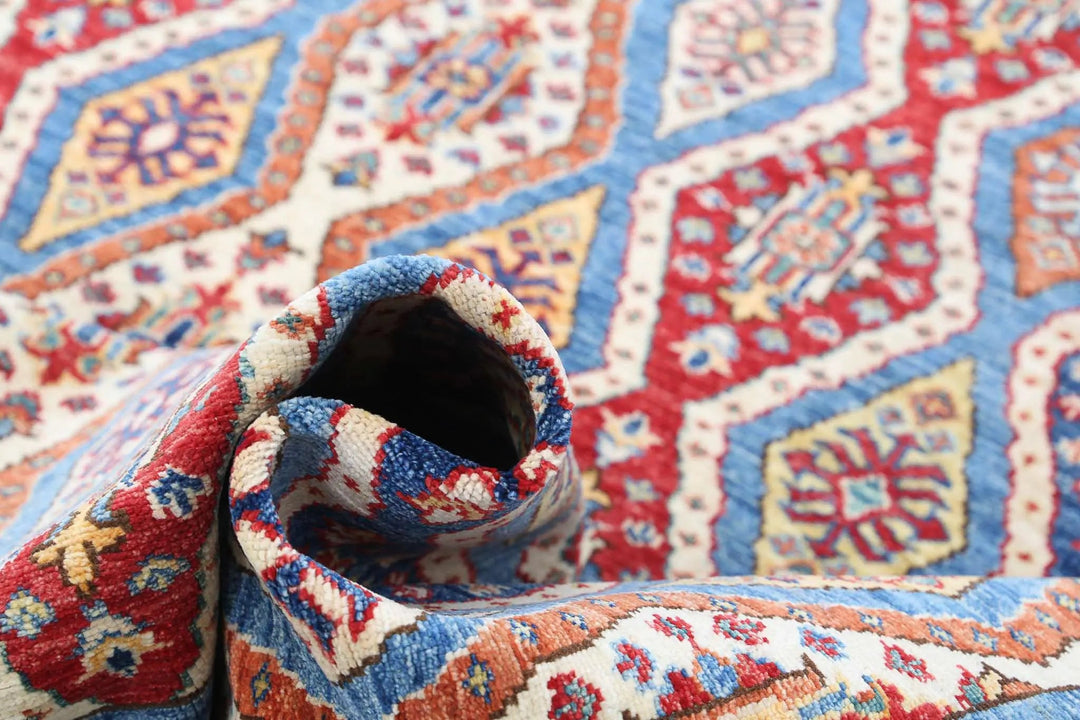 Blue Afghan Shaal Rug 6' 3" x 9' 4" Hand-Knotted | No. AT37731