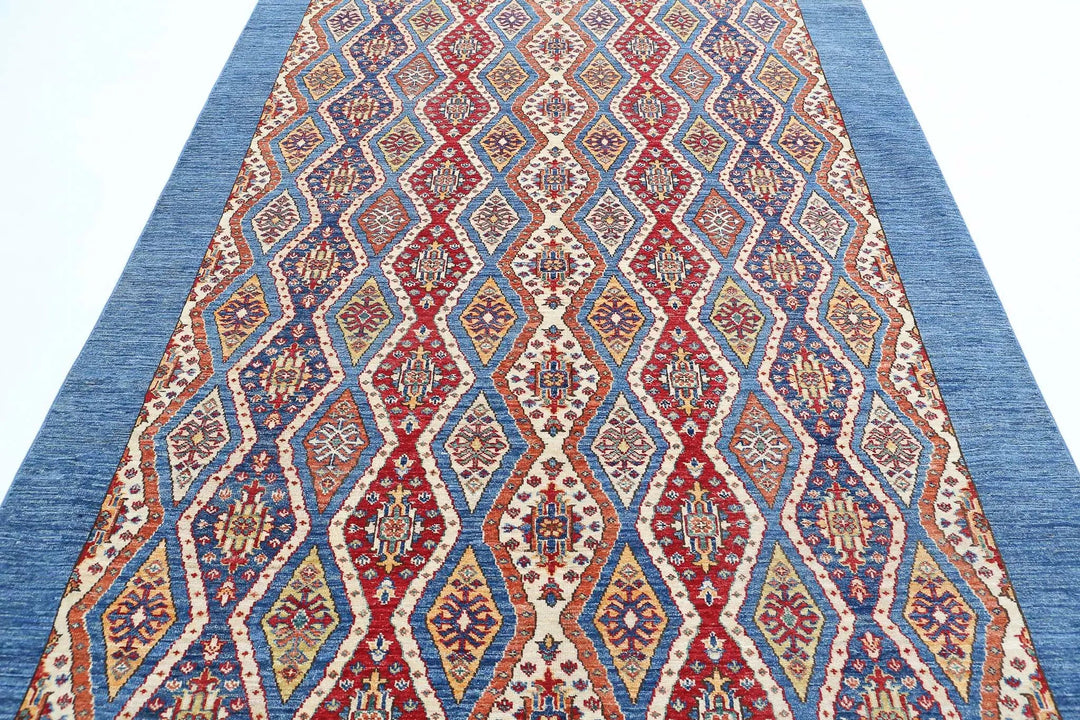 Blue Afghan Shaal Rug 6' 3" x 9' 4" Hand-Knotted | No. AT37731