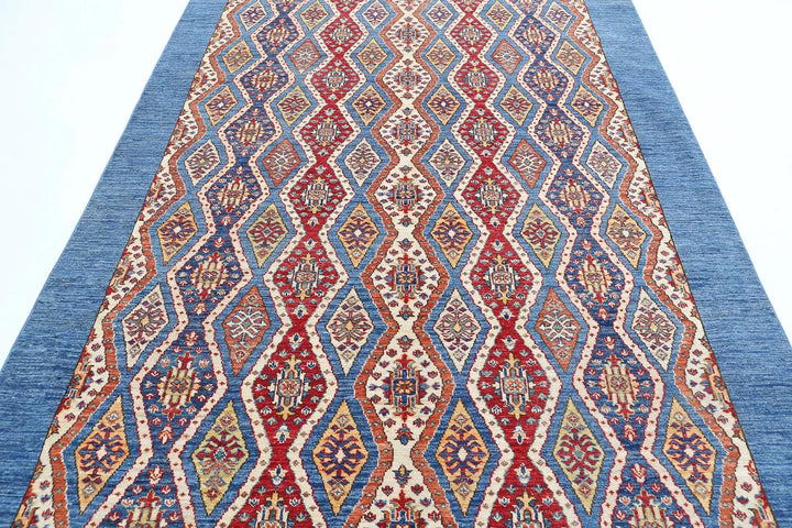 Blue Afghan Shaal Rug 6' 3" x 9' 4" Hand-Knotted | No. AT37731