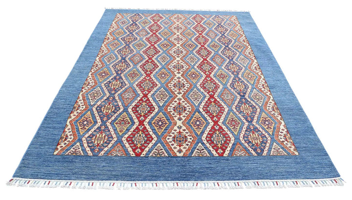 Blue Afghan Shaal Rug 6' 3" x 9' 4" Hand-Knotted | No. AT37731
