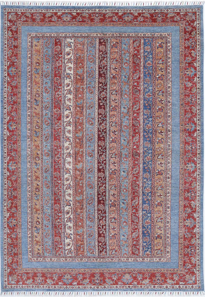 Blue Afghan Shaal Rug 6' 7" x 9' 6" Hand-Knotted | No. AT31383