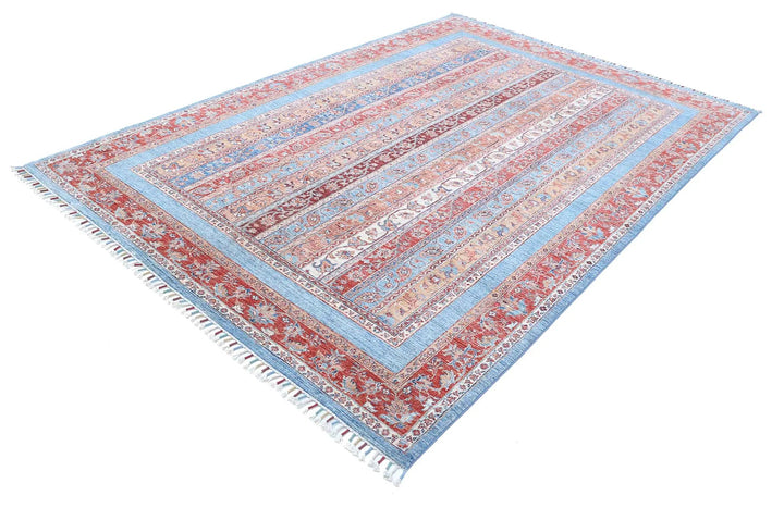 Blue Afghan Shaal Rug 6' 7" x 9' 6" Hand-Knotted | No. AT31383