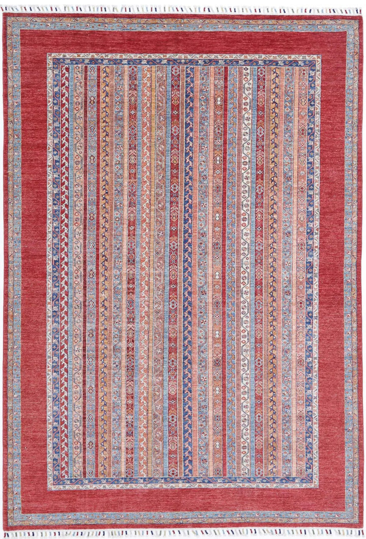 Afghan Shaal Rug 6' 8" x 9' 10" Hand-Knotted | No. AT85586