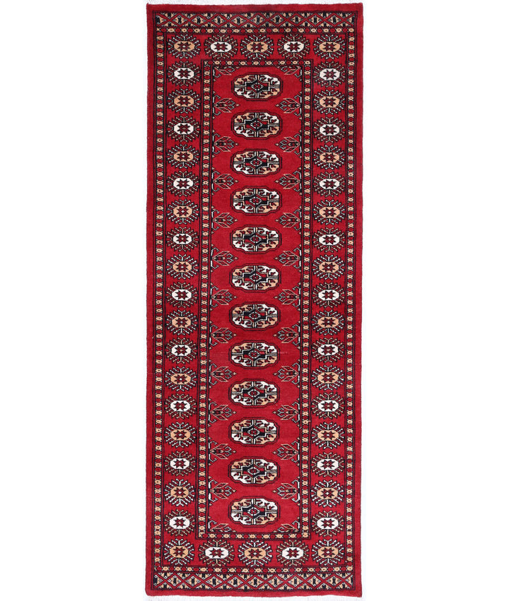 Red Pakistani Bokhara Rug 2' 1" x 6' 2" Hand-Knotted | No. AT22818