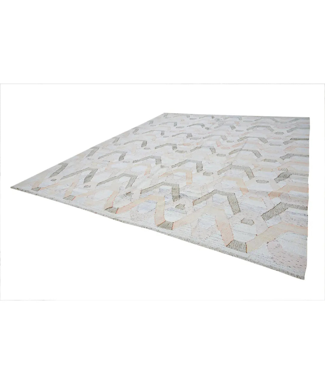 Hand Woven Modern Lily Cotton Kilim Rug 12' 0" x 14' 8" - No. AT916383