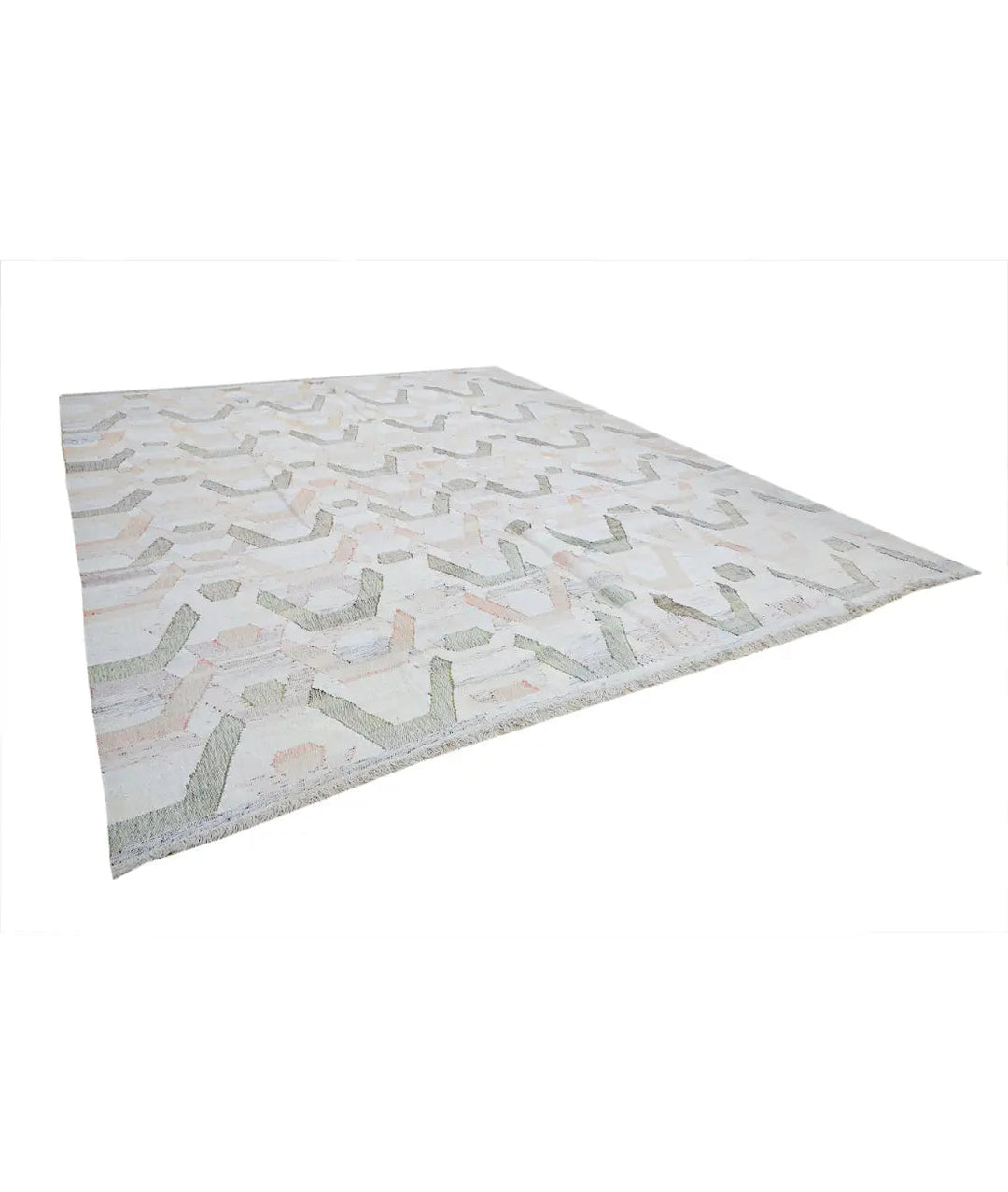 Hand Woven Modern Lily Cotton Kilim Rug 12' 0" x 14' 8" - No. AT916383