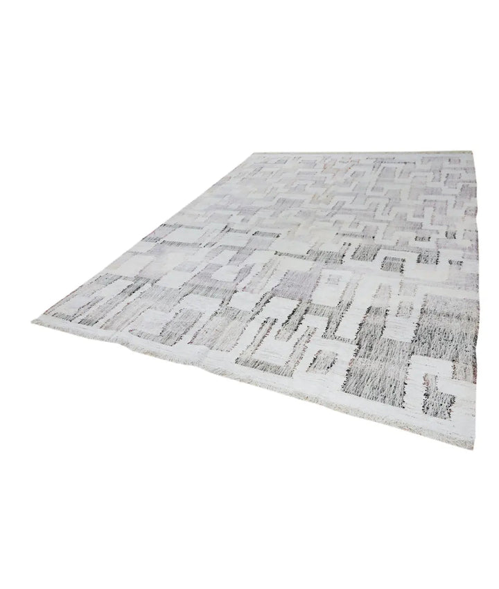 Hand Woven Modern Lily Cotton Kilim Rug 7' 10" x 11' 0" - No. AT11395