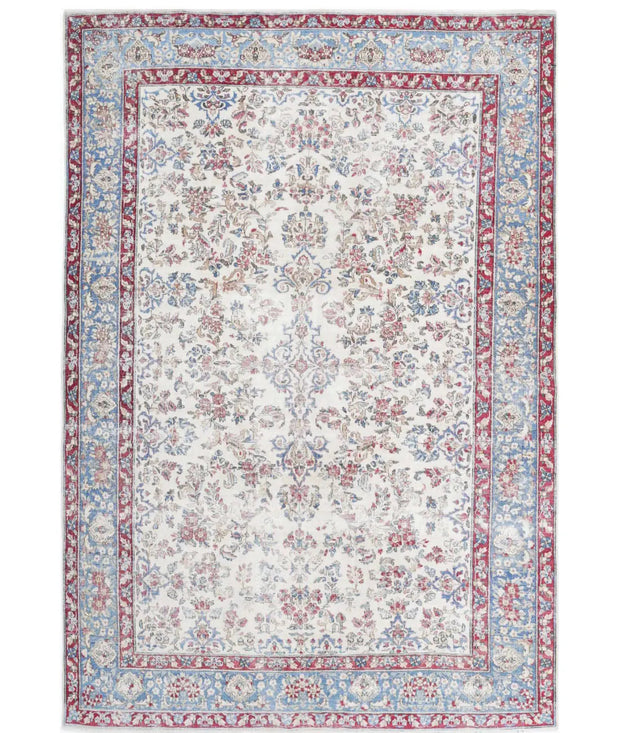 Hand Knotted Vintage Distressed Oriental Kerman Wool Rug 5' 10" x 8' 6" - No. AT41773