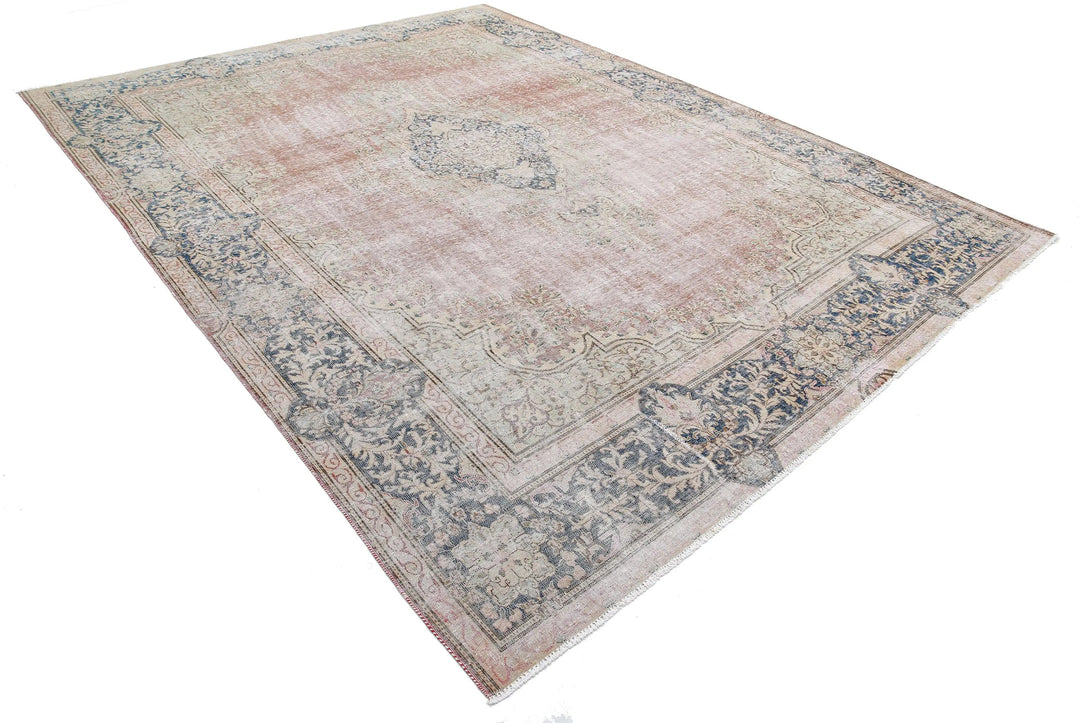 Hand Knotted Vintage Distressed Oriental Tabriz Wool Rug 9' 6" x 12' 9" - No. AT203615