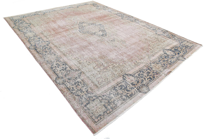 Hand Knotted Vintage Distressed Oriental Tabriz Wool Rug 9' 6" x 12' 9" - No. AT203615