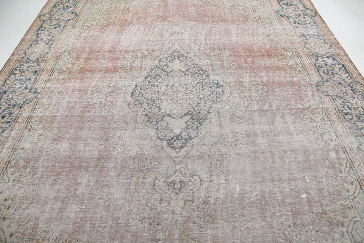 Hand Knotted Vintage Distressed Oriental Tabriz Wool Rug 9' 6" x 12' 9" - No. AT203615