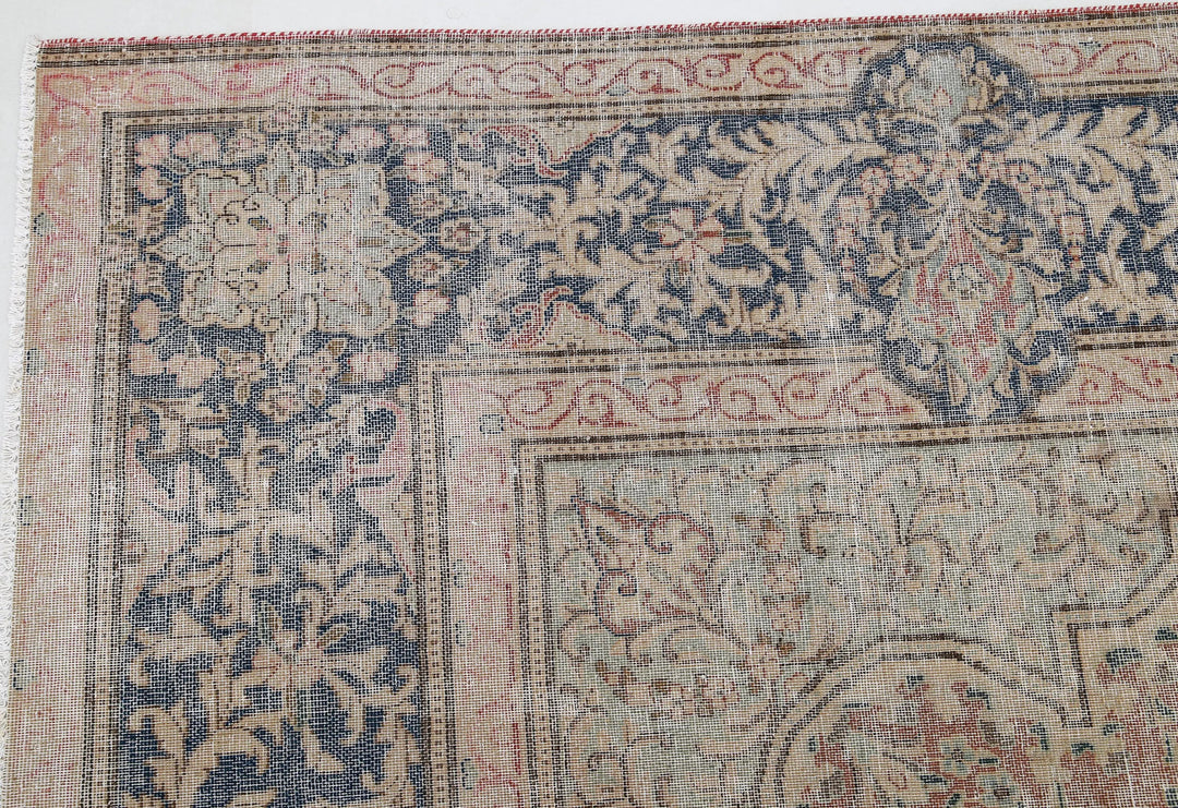 Hand Knotted Vintage Distressed Oriental Tabriz Wool Rug 9' 6" x 12' 9" - No. AT203615