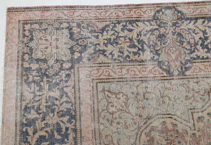 Hand Knotted Vintage Distressed Oriental Tabriz Wool Rug 9' 6" x 12' 9" - No. AT203615