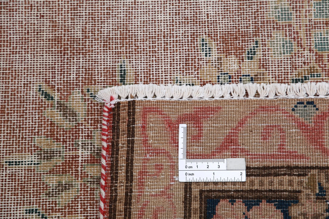 Hand Knotted Vintage Distressed Oriental Tabriz Wool Rug 9' 6" x 12' 9" - No. AT203615