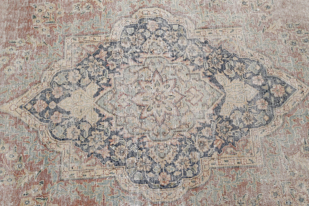 Hand Knotted Vintage Distressed Oriental Tabriz Wool Rug 9' 6" x 12' 9" - No. AT203615