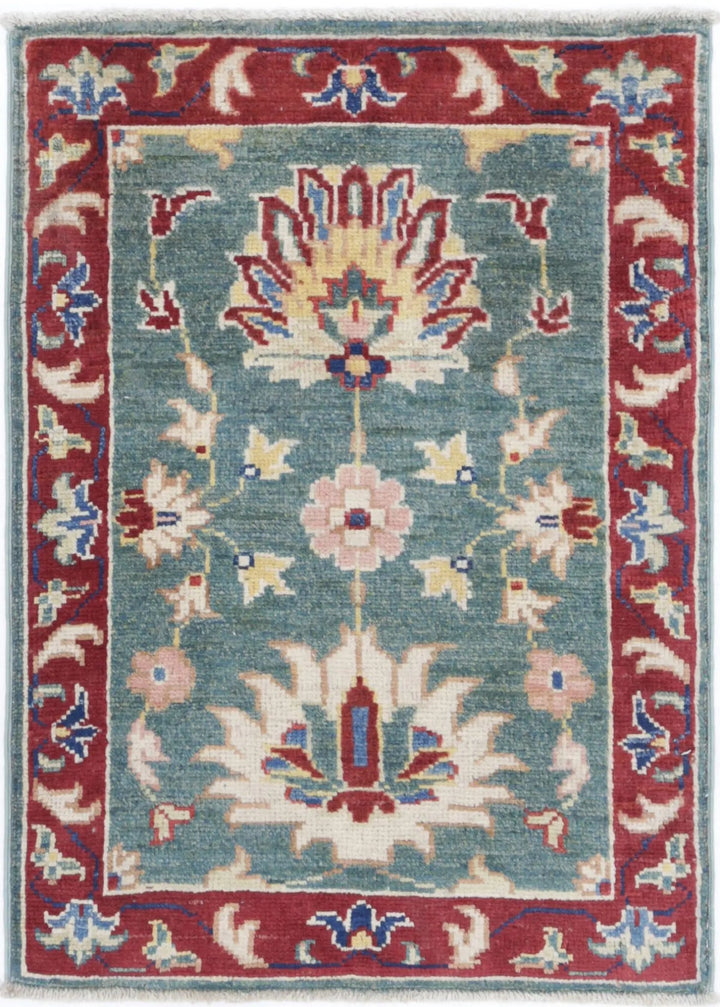 Afghan Ziegler Rug 2' 1" x 2' 11" Hand-Knotted