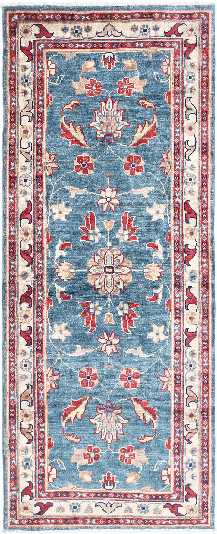 Afghan Ziegler Rug 2' 6" x 6' 5" Hand-Knotted