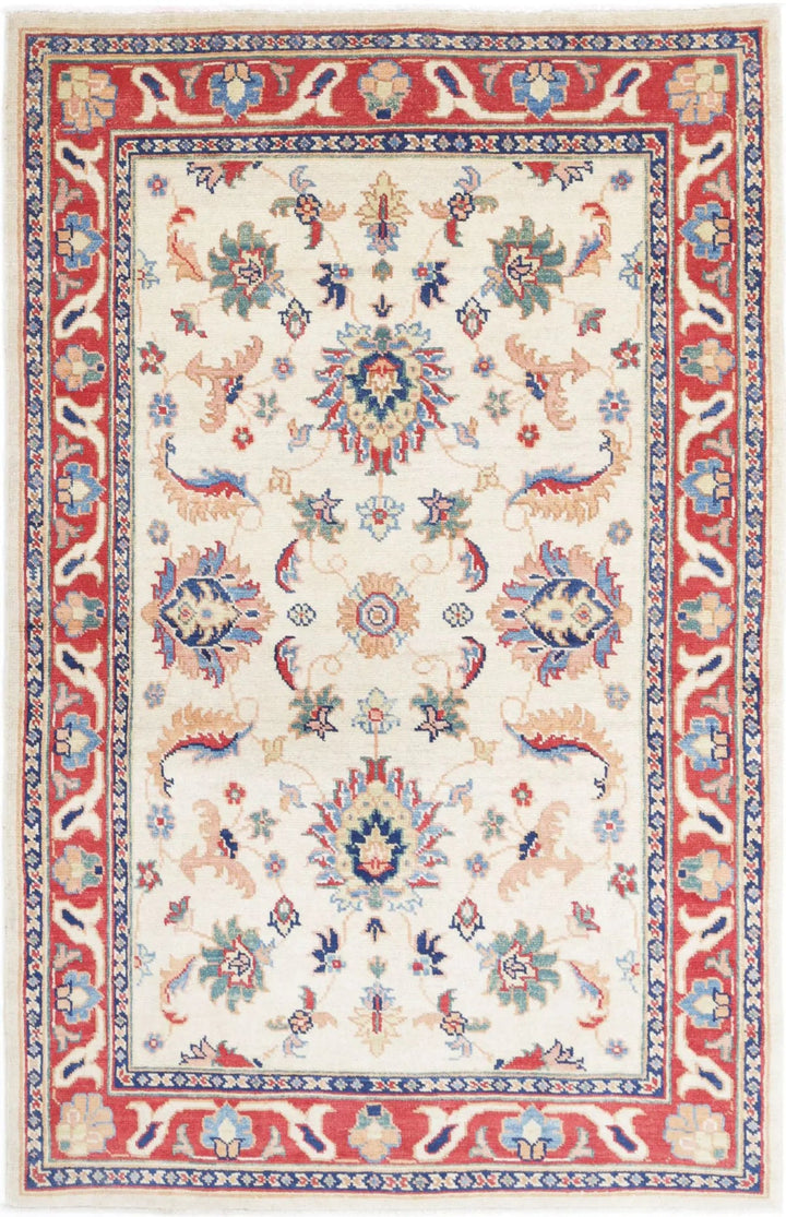 Afghan Ziegler Rug 3' 10" x 5' 11" Hand-Knotted