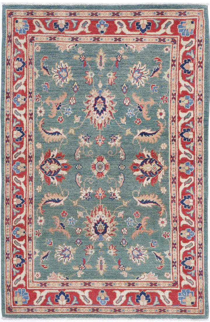 Afghan Ziegler Rug 3' 10" x 6' 3" Hand-Knotted