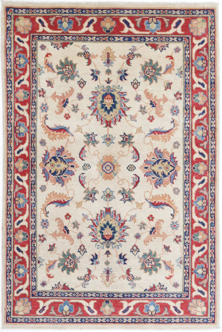Afghan Ziegler Rug 3' 11" x 5' 11" Hand-Knotted